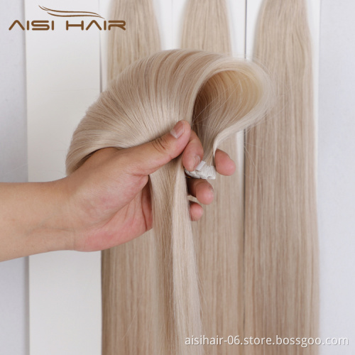 Aisi Hair Unprocessed 10A Brazilian Double Drawn Blonde  Human Hair Bundles Tape In Human Hair Extension For Women
